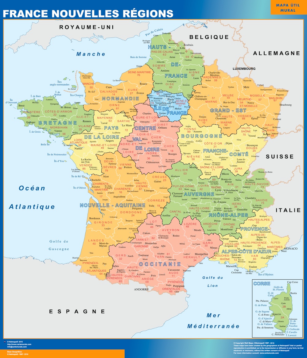 Carte France Nouvelles Regions geante
